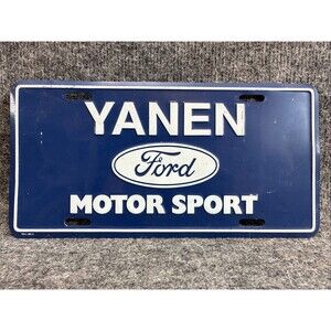 Ford Motorsport Decorative License Plate Sam Yanen Moundsville WV Vtg Blue White